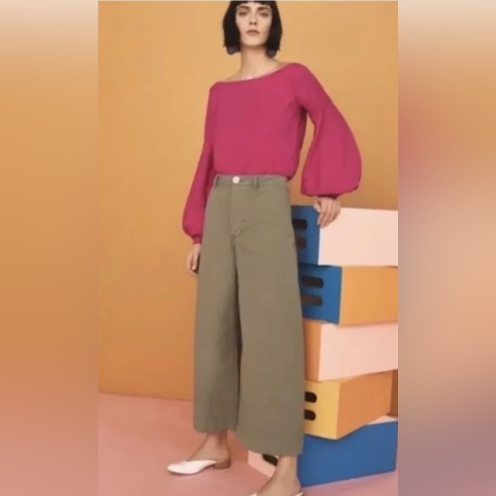 Anthropologie Floreat Mazza Pink Off the Shoulder Balloon Sleeves Top